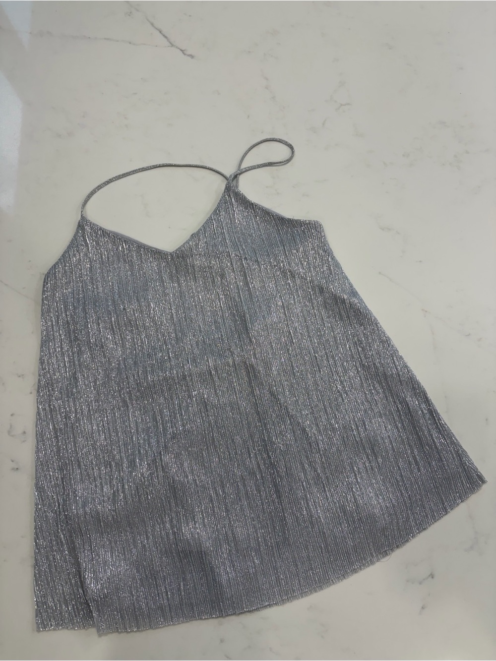 Express Silver Metallic Shimmer Y2K Cami Top Size S